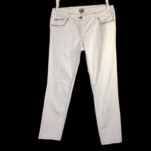 Alviero Martini 1A Classe White Jeans Womens 29 Low Rise Leather Label Patch NEW